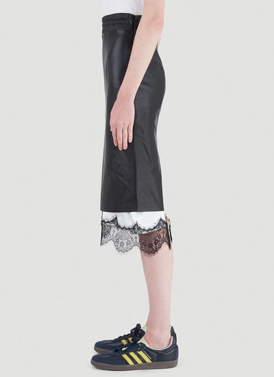 Shop Ader Error Lace Trimmed Leather Skirt In Black