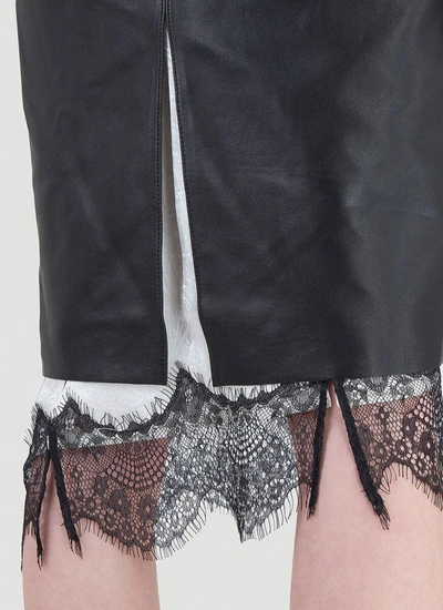 Shop Ader Error Lace Trimmed Leather Skirt In Black