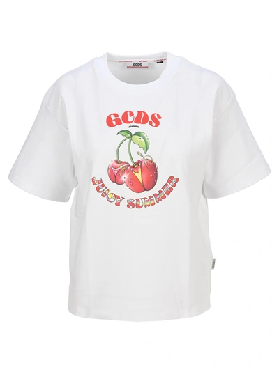 Shop Gcds Regular Fruit Print Crewneck T In White