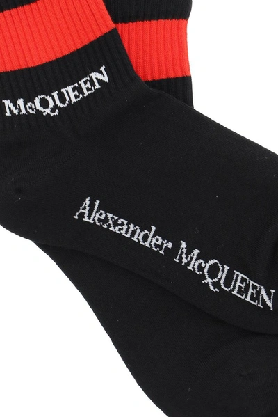 Shop Alexander Mcqueen Logo Intarsia Socks In Black