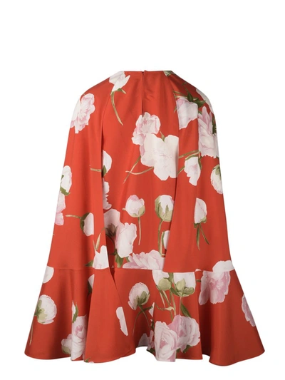 Shop Valentino Floral Printed Short Cape Dress In Multi