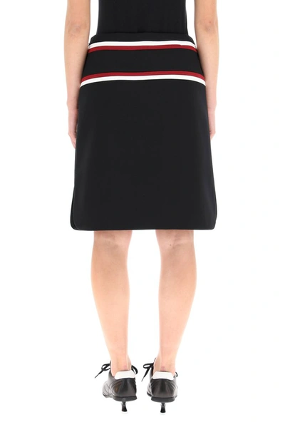 Shop Miu Miu Logo Striped Skirt In Black