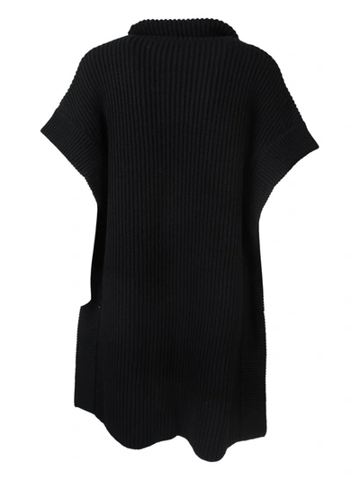 Shop Versace Safety Pin Knit Cape In Black