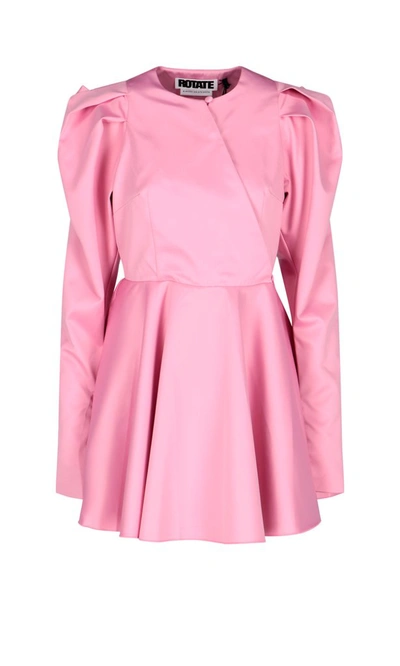 Shop Rotate Birger Christensen Rotate Puff Sleeve Round Neck Dress In Pink