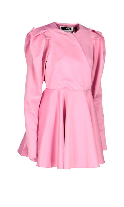 Shop Rotate Birger Christensen Rotate Puff Sleeve Round Neck Dress In Pink