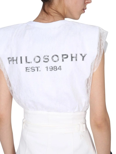 Shop Philosophy Di Lorenzo Serafini Lace Overlay Top In White