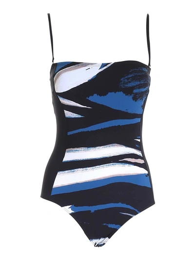 Shop Max Mara Beachwear Removable Shoulder Strap Swimsuit In Multi