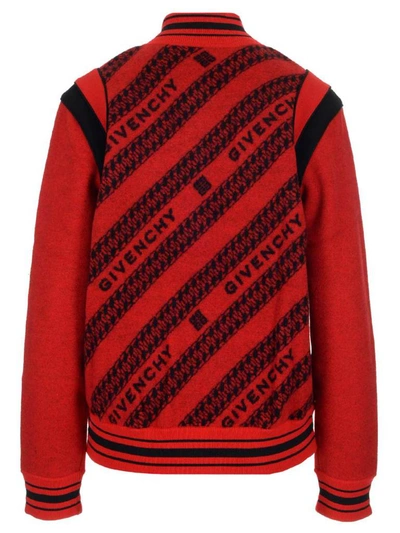 Shop Givenchy Allover Logo Bomber Jacket In Red