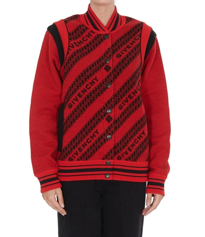 Shop Givenchy Allover Logo Bomber Jacket In Red