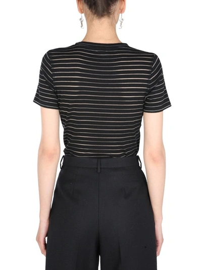 Shop Saint Laurent Sheer Striped T In Black