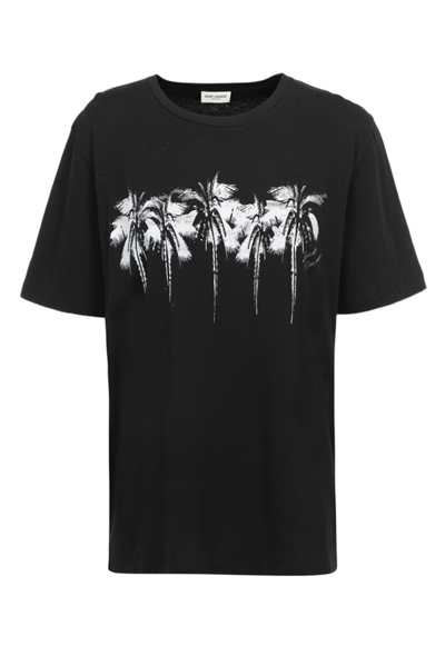 Shop Saint Laurent Palm Tree Print T In Black