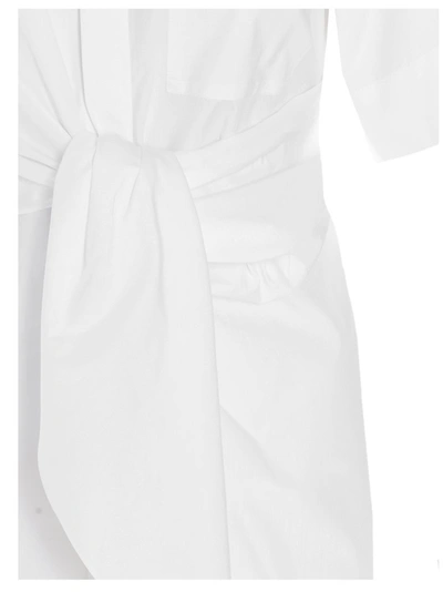 Shop Sportmax Giro Belted Short Sleeve Poplin Shirt In White