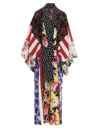 Shop Dolce & Gabbana Patchwork Long Robe In Multi