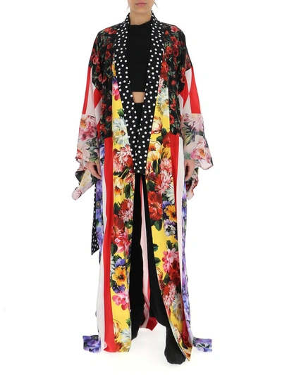 Shop Dolce & Gabbana Patchwork Long Robe In Multi