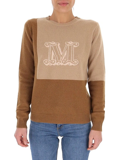 Shop Max Mara Monogram Intarsia Sweater In Brown