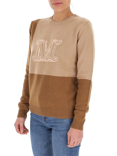 Shop Max Mara Monogram Intarsia Sweater In Brown