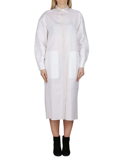 Shop Agnona Contrast Trim Midi Shirt Dress In White