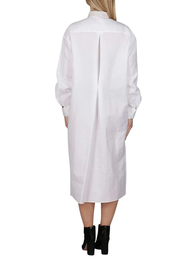 Shop Agnona Contrast Trim Midi Shirt Dress In White