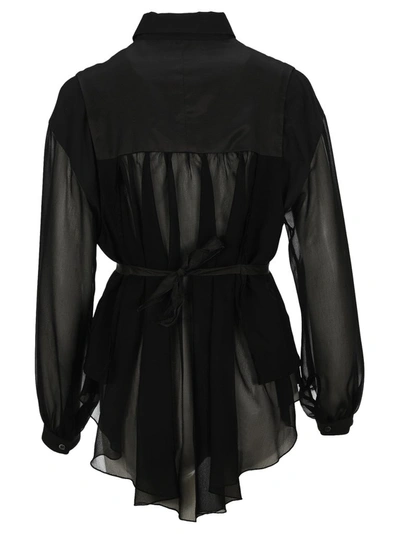 Shop Undercover Layered Vest Sheer Shirt In Black