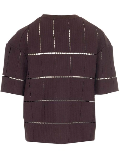 Shop Alaïa Short Sleeve Crewneck Sweater In Brown