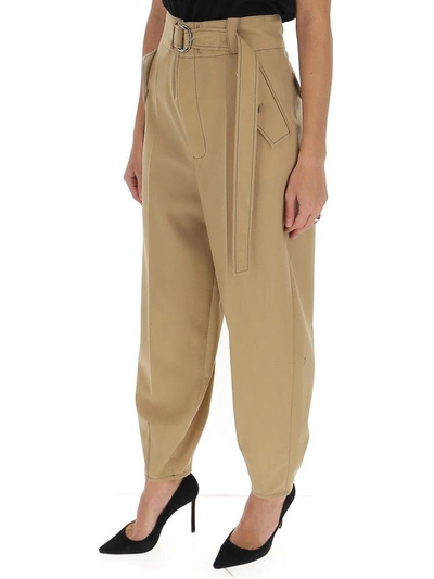 Shop Marni Belted High Rise Trousers In Beige