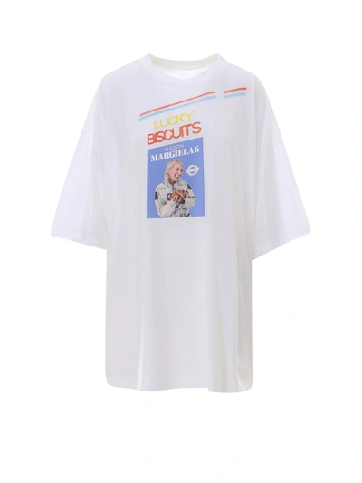 Shop Mm6 Maison Margiela Graphic Printed Oversized T In White