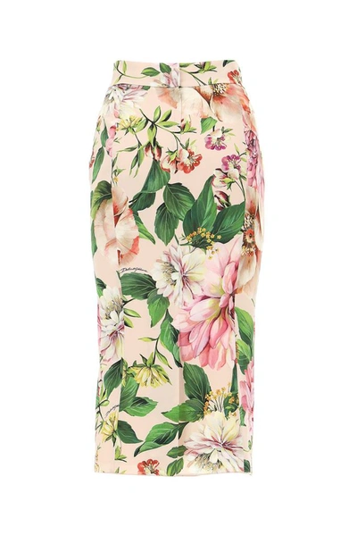 Shop Dolce & Gabbana Floral Print Midi Skirt In Multi