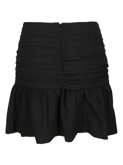 Shop Ganni Ruffled Creped Mini Skirt In Black