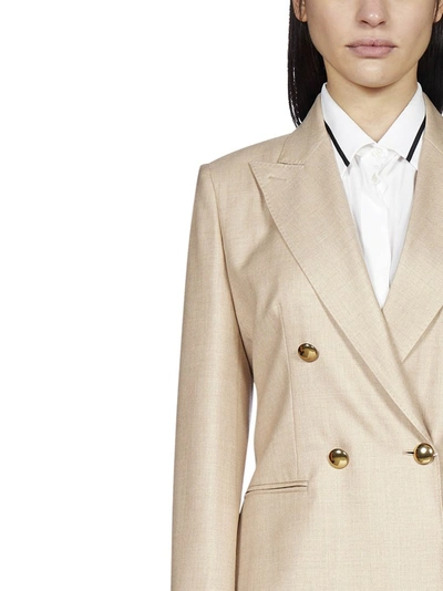 Shop Max Mara Lamine Double Breasted Blazer In Beige