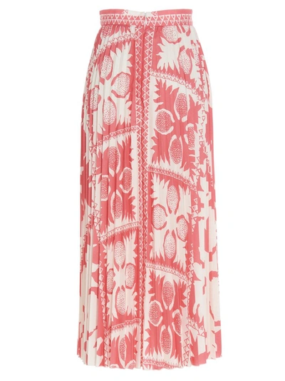 Shop Red Valentino Redvalentino Flower Damier Print Pleated Skirt In Pink