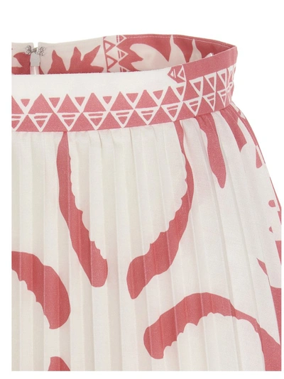 Shop Red Valentino Redvalentino Flower Damier Print Pleated Skirt In Pink