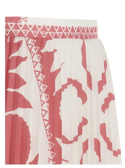 Shop Red Valentino Redvalentino Flower Damier Print Pleated Skirt In Pink