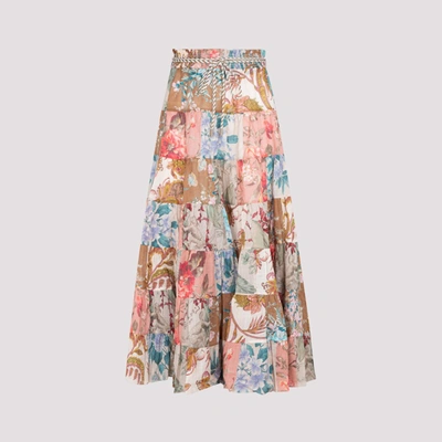 Shop Zimmermann Cassia Patch Midi Skirt In Multi
