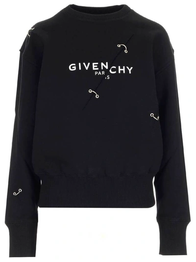 Shop Givenchy Ring Eyelet Logo Sweatshirt In Black