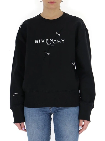 Shop Givenchy Ring Eyelet Logo Sweatshirt In Black