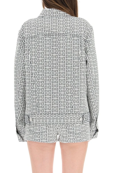 Shop Givenchy 4g Jacquard Denim Jacket In Grey