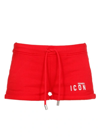Shop Dsquared2 Icon Logo Printed Shorts In Red
