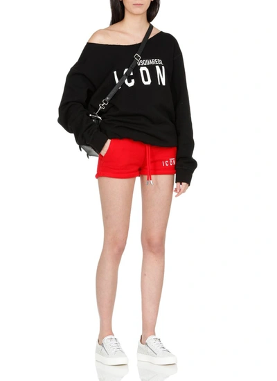 Shop Dsquared2 Icon Logo Printed Shorts In Red
