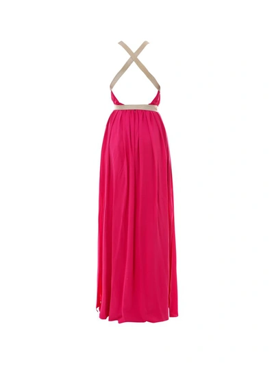 Shop Max Mara Orde Halterneck Maxi Dress In Pink