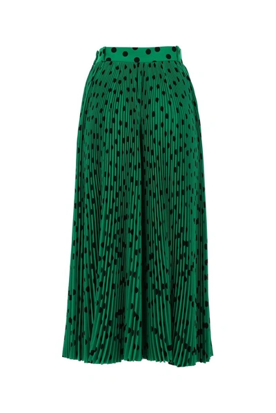 Shop Balenciaga Pleated Midi Skirt In Green