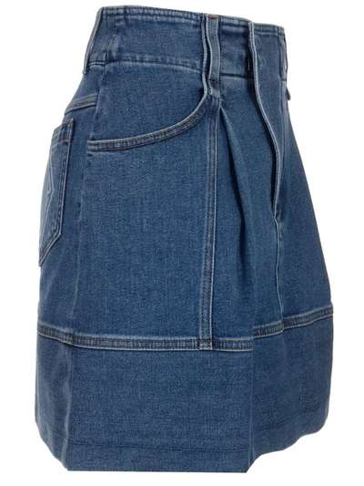 Shop Chloé Logo Print Denim Mini Skirt In Blue