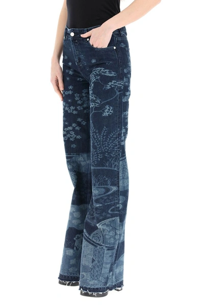 Shop Red Valentino Redvalentino Printed Flared Jeans In Blue