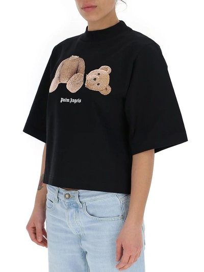 Shop Palm Angels Cropped Bear Print T In Black
