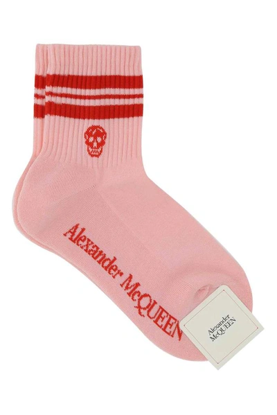 Shop Alexander Mcqueen Logo Intarsia Ribbed Socks In Pink
