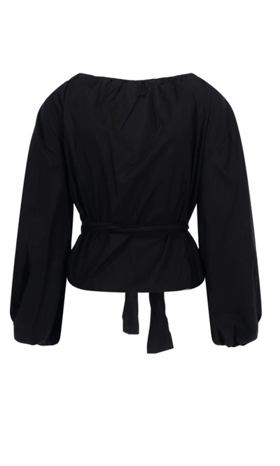 Shop Michael Michael Kors Poplin Wrap Top In Black