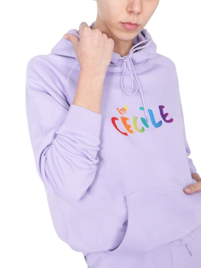 Shop Etre Cecile Être Cécile Logo Print Drawstring Hoodie In Purple