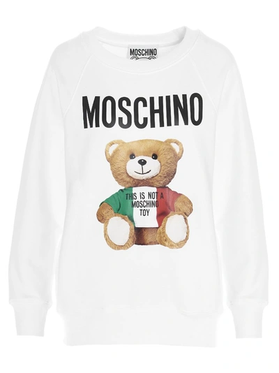 Shop Moschino Italian Teddy Bear Sweatshirt In White