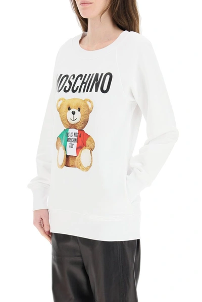 Shop Moschino Italian Teddy Bear Sweatshirt In White