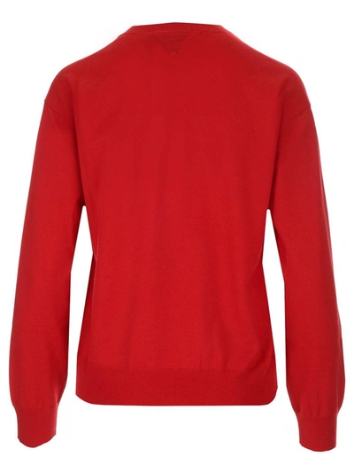 Shop Bottega Veneta Button Detail Knitted Sweater In Red