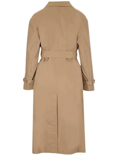 Shop Burberry Lapel Collar Belted Trench Coat In Beige